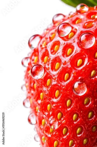 Fresh Red Strawberry with Water Drops Close-up, Generative AI Macro Photography