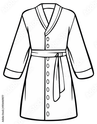Simple Outline Drawing of a Kimono Style Robe Tied with a Belt