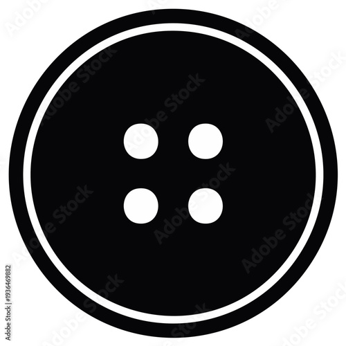 Simple black silhouette of a four hole sewing button icon vector illustration