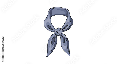 Simple gray neckerchief or silk bandana tied with a knot isolated on a white background for fashion and uniform accessories.