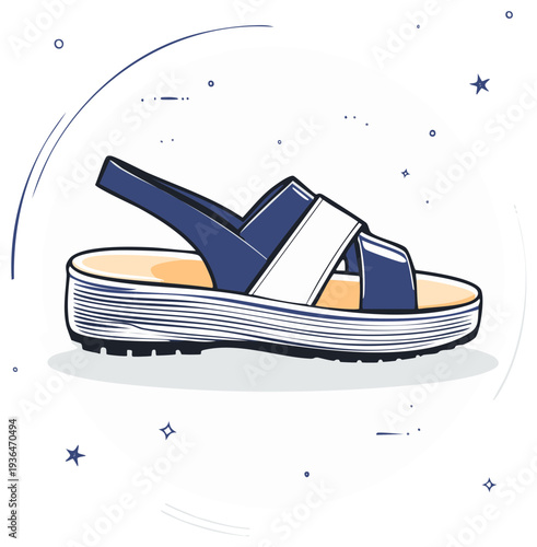 Illustration of a fashionable women's sandal, design element