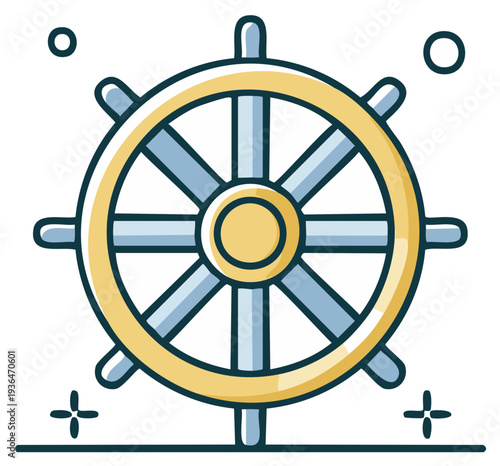 Nautical ship wheel helm icon for steering and navigation vector illustration