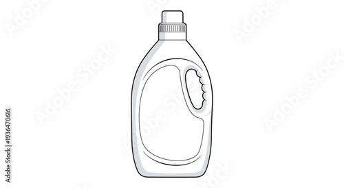Large white plastic laundry detergent bottle with a handle and cap isolated on a white background for cleaning product branding.