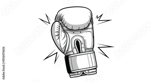 Detailed illustration of a boxing glove with motion lines representing a punch for sports, fitness, and competition themes.