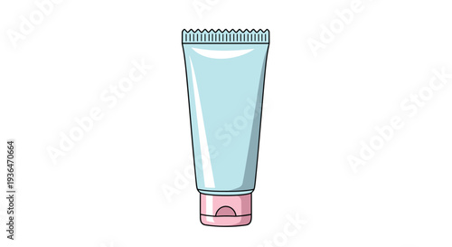 Light blue cosmetic tube with a pink cap for lotion or cream isolated on a white background for beauty and skincare branding.