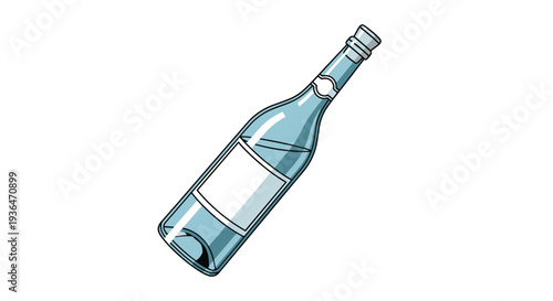 Elegant glass bottle with a clean white rectangular label is shown at a slight angle on a solid white background.