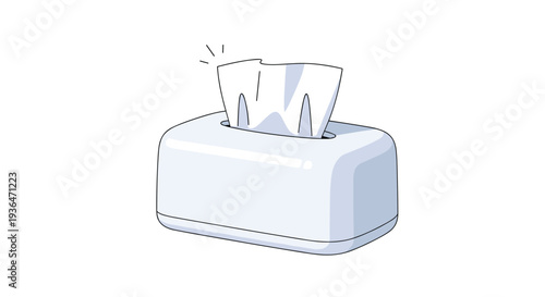 Soft white tissues are popping out of a clean white tissue box, ready for use in personal hygiene or cleaning.