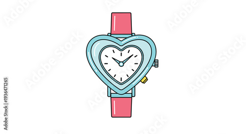 Charming light blue watch with a heart-shaped face and a pink strap is a stylish accessory for young fashion enthusiasts.