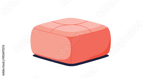 Modern plush pink square ottoman or pouf offers a comfortable seating or footrest solution for contemporary home interiors.