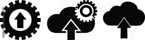 Cloud Data Upload Process Icons