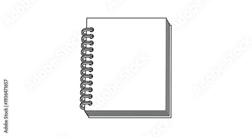 Blank white spiral bound notebook or sketchbook viewed from the front for writing notes, drawing, or organizing ideas in office or school.