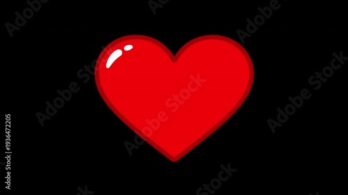 Glossy Red Heart Pop Loop - 4K Motion Graphic (Alpha)