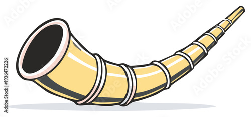 Stylized Illustration of Shofar Religious Ram's Horn Trumpet Musical Instrument
