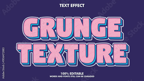 Premium grunge texture text effect, editable pink and blue typography style