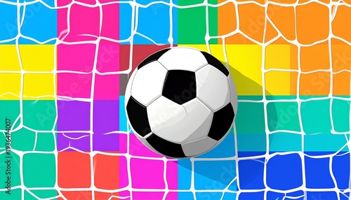 Wallpaper Mural Soccer Ball in Goal. Multicolor Background Torontodigital.ca