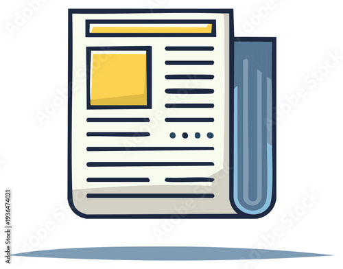 Illustration of a newspaper showing newsprint and advertising space in vector style