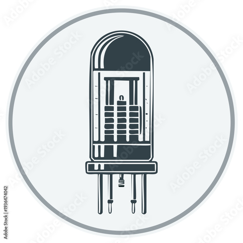 Vacuum Tube Icon Electronic Component  Radio Tube Transmitter Old Technology Retro Style Isolated Vector Illustration
