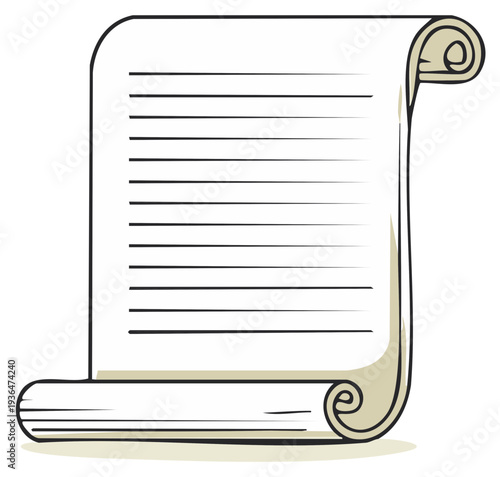 Unfurled scroll with handwritten lines of text on a light tan paper