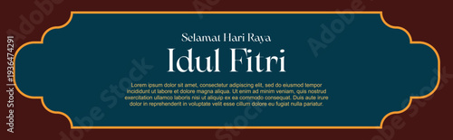 Luxury Eid Mubarak Banner with Maroon and Dark Teal Color Palette