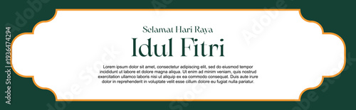 Clean White and Dark Green Islamic Greeting Banner for Eid