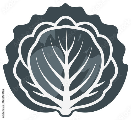 Illustration of a stylized cabbage with visible leaves and layers, a healthy food concept.