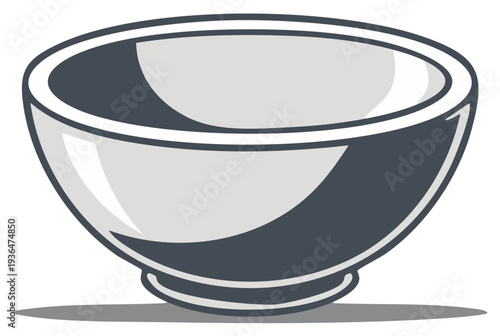 Empty Ceramic Bowl Illustration Kitchenware Dining Table Setting Food Service Dishware Vessel Container Simple Graphic Design Minimalist Clean
