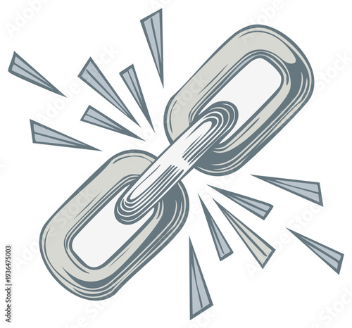 Conceptual Image Depicting a Broken Metal Chain with Shattered Linkages Symbolizing Fracture and Vulnerability