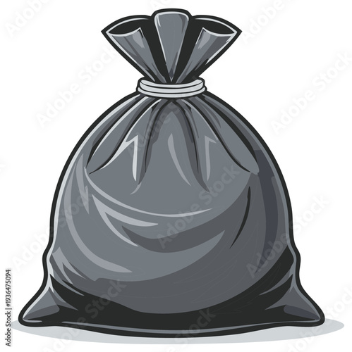 Black Trash Bag Illustration Vector Isolated on White Garbage Bags Filled With Trash Pollution Rubbish Waste