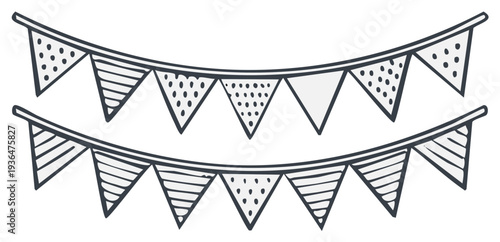 Decorative pennant string with pattern design vector illustration