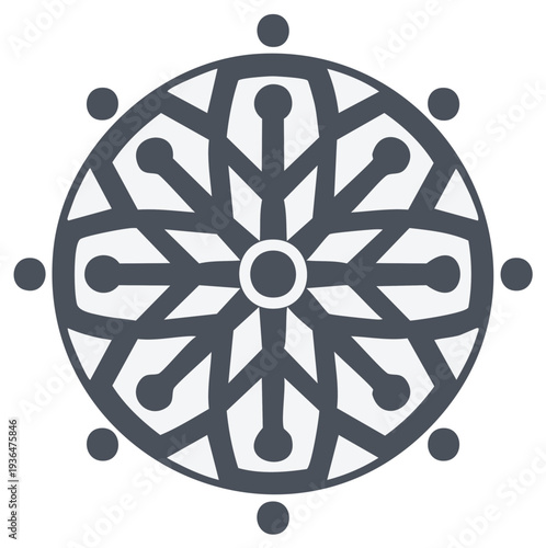 Abstract Geometric Snowflake Mandala Design Circular Pattern Winter Ornament