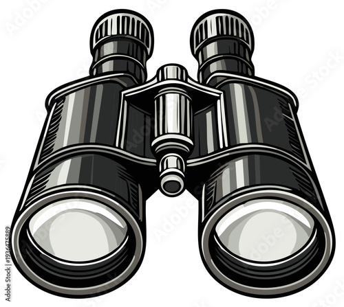 Binoculars Vector Illustration for Exploration and Discovery Sightseeing