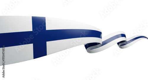 The Finnish flag waving in the wind isolated on transparent background