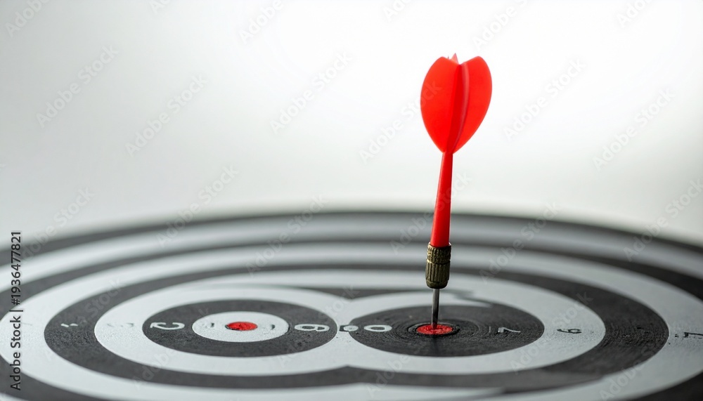 Fototapeta premium A single red dart hitting the target