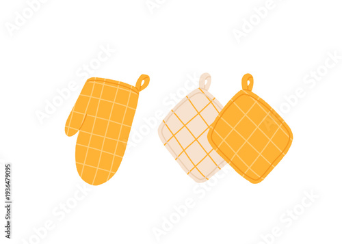 Kitchen Utensils and Cookware Set. Grater, Jars, Knives, Whisk, Colander, Teapot, Cutlery, Oven Mitt, Measuring Cup. Cooking Tools Collection Hand Drawn Vector Illustration