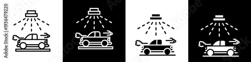 Car wash black and white icon design concept