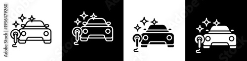 Headlight black and white icon design concept