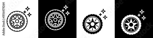 Tire black and white icon design concept