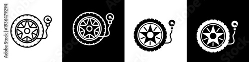 Tire black and white icon design concept