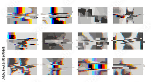 Abstract colorful glitch art with digital distortion and noise
