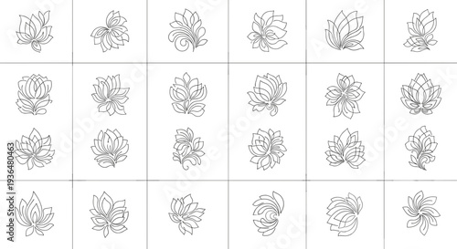 Collection of handdrawn floral sketches and botanical illustrations