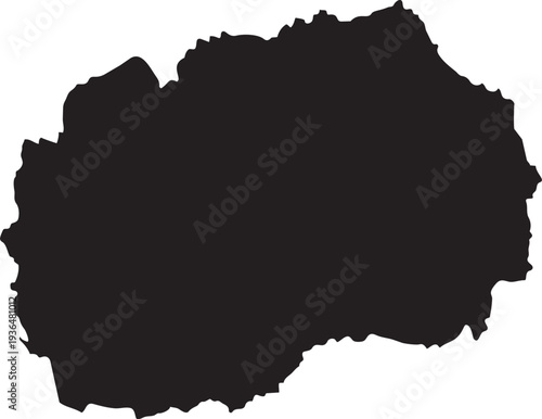 Black silhouette map of North Macedonia a simple vector outline for travel and geography concepts isolated on a white background