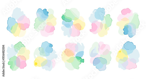 Collection of colorful pastel watercolor blobs