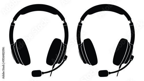 A pair of black headphones with microphones