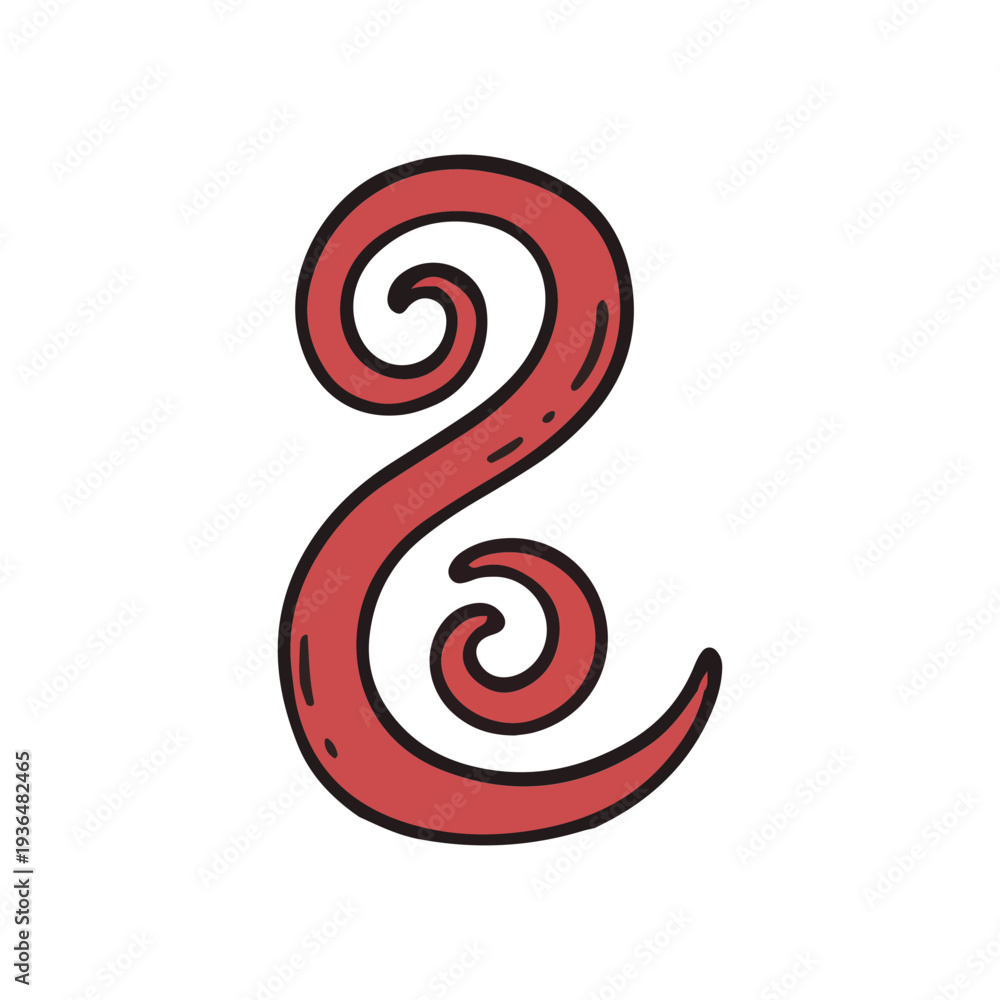 Obraz premium Red Swirl Doodle Element
