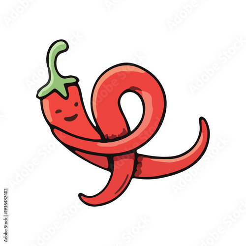 Funny Chili Pepper Hugging Itself
