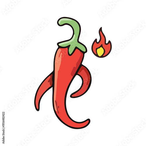 Spicy Chili Pepper Cartoon Icon