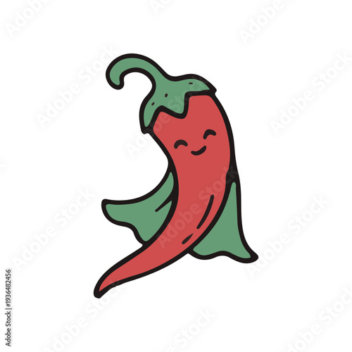 Cute Chili Pepper Superhero Icon