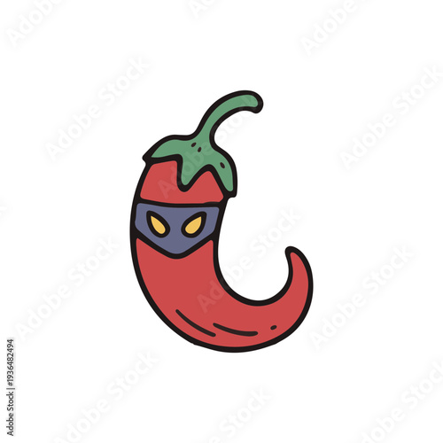 Spicy Chili Pepper Superhero Icon
