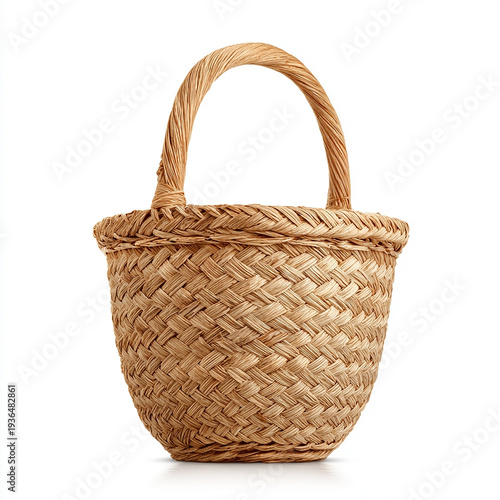 Woven Straw Basket with Handle