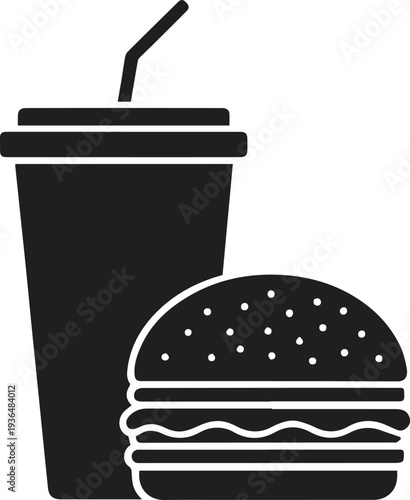 Vector illustration of a hamburger and soda cup